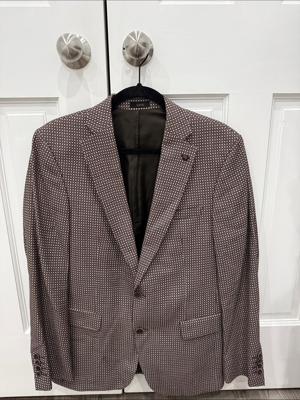 Men's Brown Micro-Pattern Blazer - Unbranded